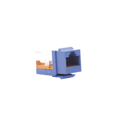 Conector Jack Estilo Leadframe, Tipo Keystone, Categoría 5e, de 8 Posiciones y 8 Cables, Color Azul