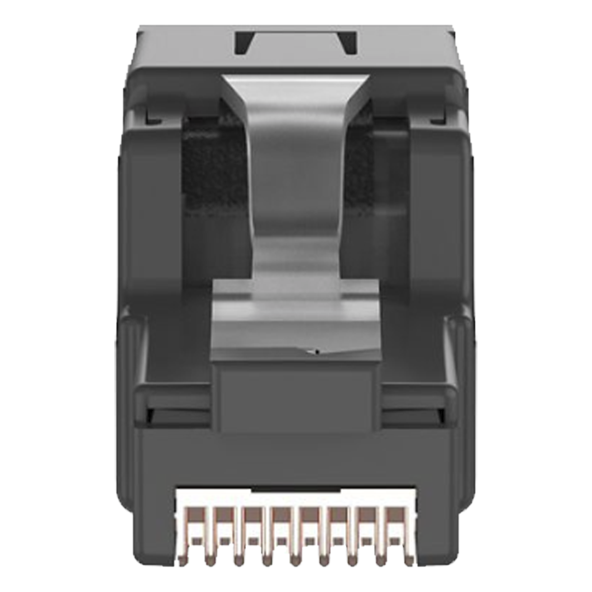Plug RJ45 UTP, Instalación Angulada 45 Grados, Terminación en Campo Certificable, Compatible con Cat5e, Cat6 y Cat6A, Color Negro