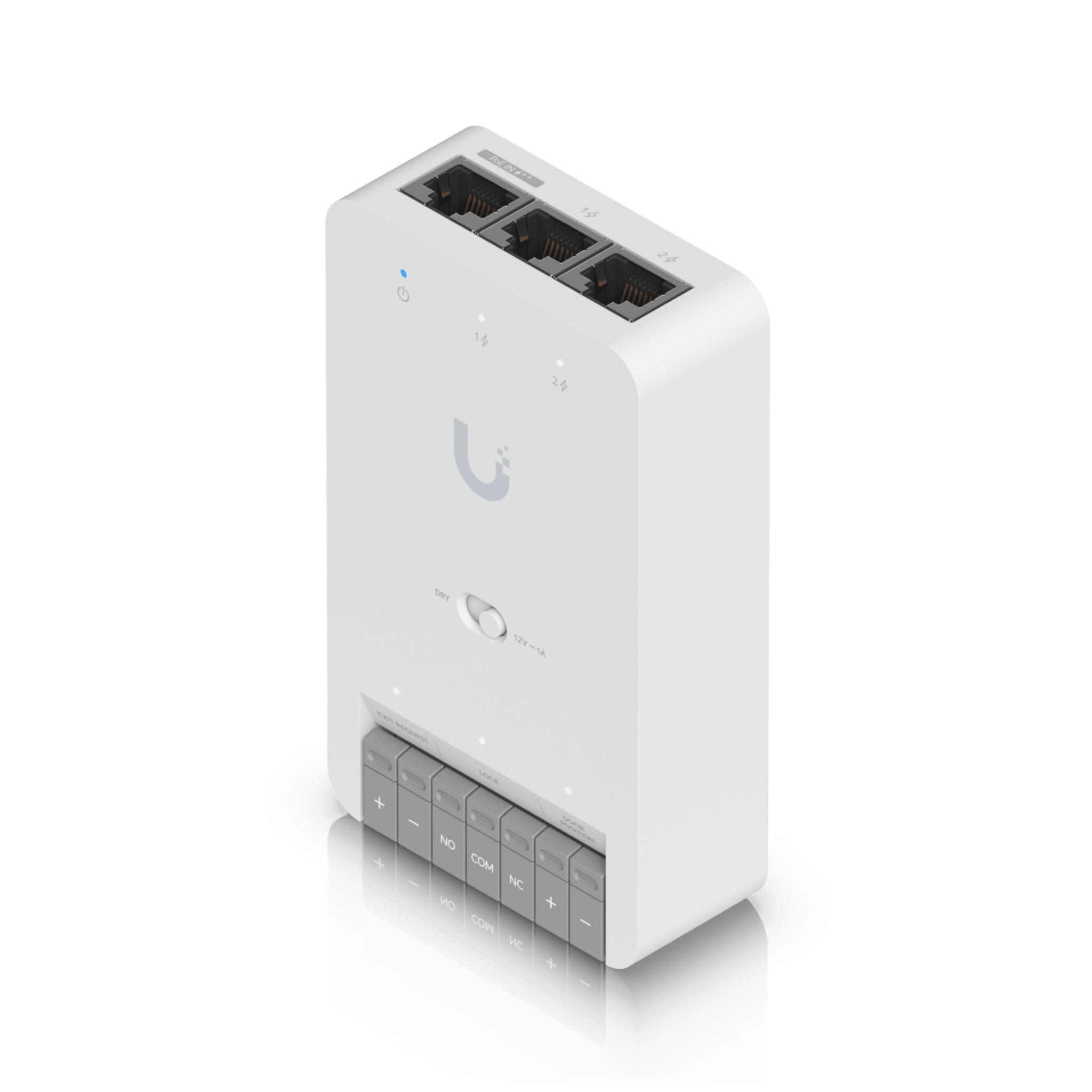 Centro de Control de Acceso Compacto Ubiquiti UniFi / Terminal de Bloqueo 12V / Entradas Adicionales Sensor y Botón / Alimentación PoE++ / Conexión para Dos Lectores o Cámaras / Uso Interior