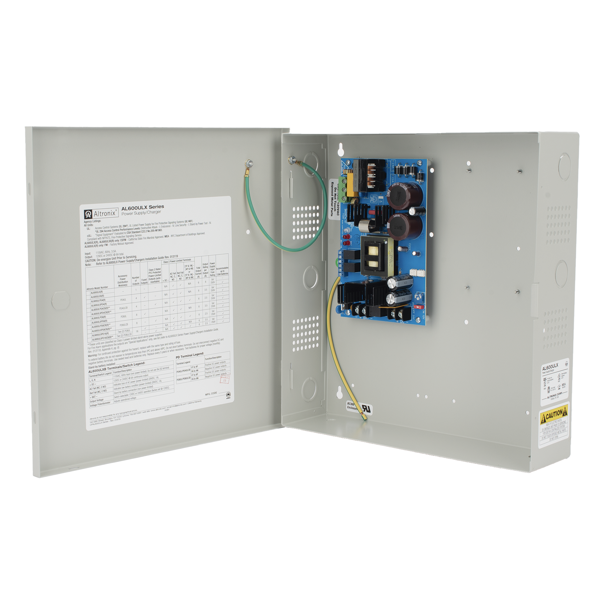 12 o 24 Vcc @ 6 A / fuente de alimentación / 1 salida / capacidad de respaldo / requiere batería — ALTRONIX · SKU AL-600-ULX