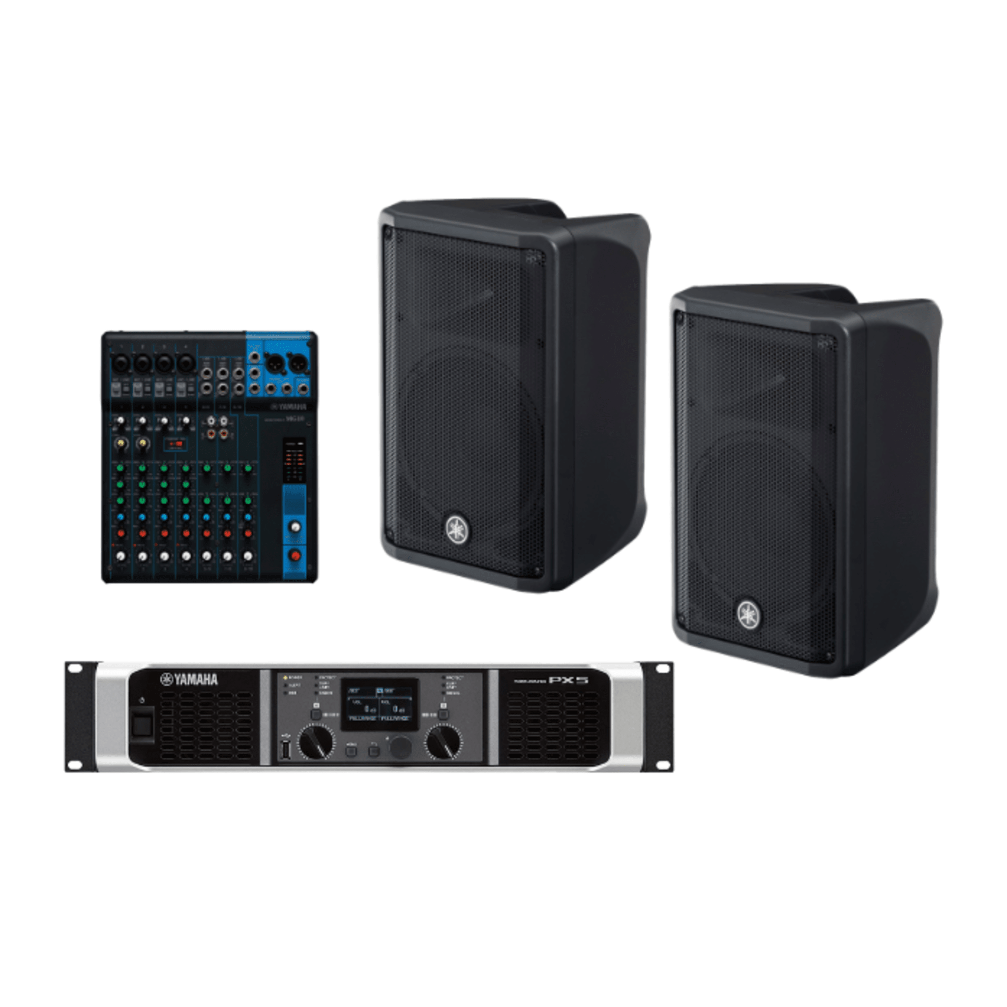 Kit Refuerzo Sonoro y Mixer | Incluye 2 Bocinas CBR10 | Amplificador PX5 | Mezclador MG10 | Ideal para PA