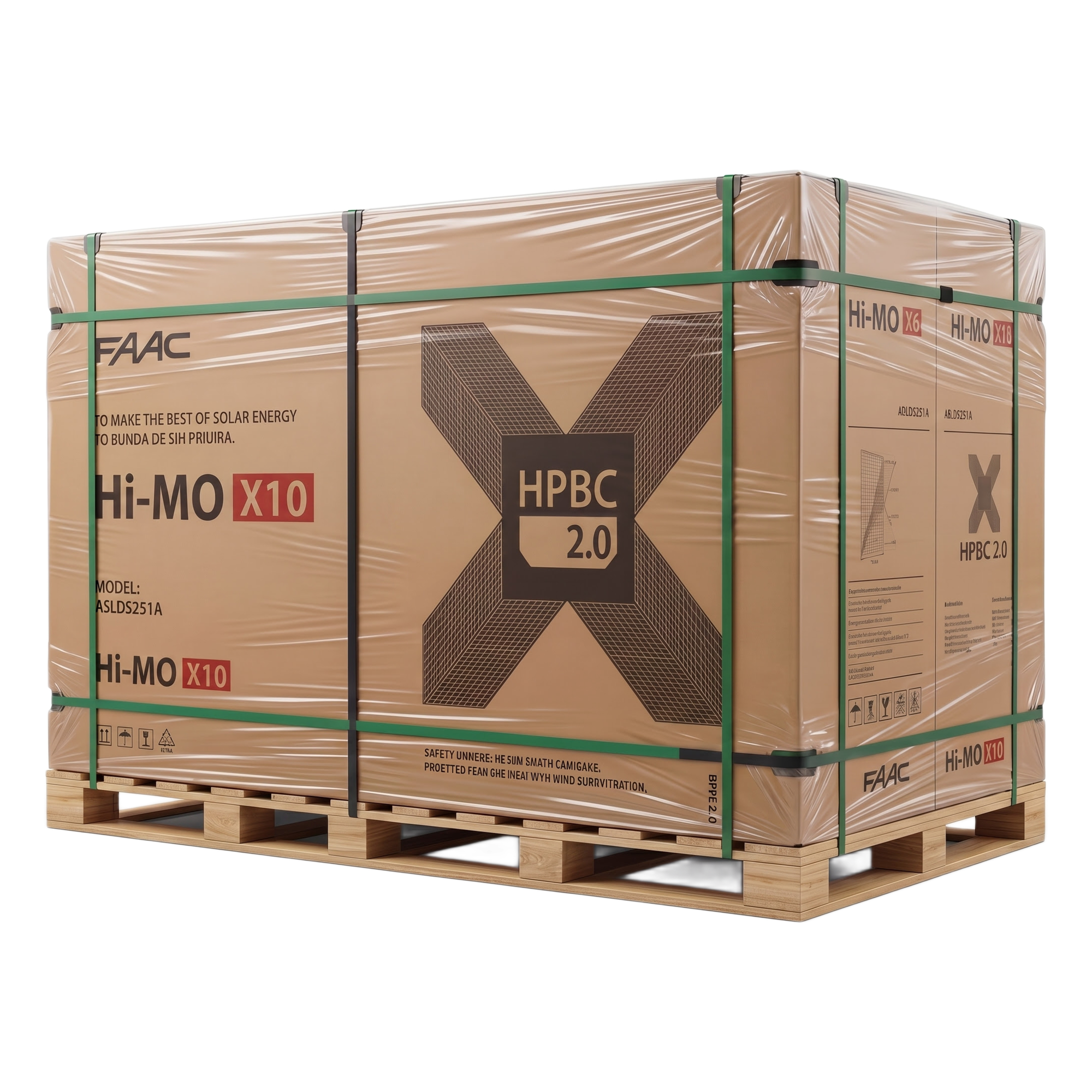 Pallet con 36 piezas de Modulo Solar LR866HVD645M HI-MO X10, 645 W BIFACIAL , 53.7 Vcc, Monocristalino HPBC — LONGI · SKU LR866HVD645M/36PALLET