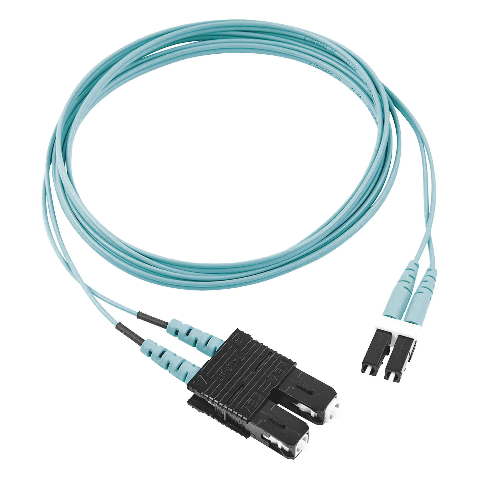 Jumper de Fibra Optica Multimodo 50/125 OM3, LC-SC Duplex, OFNR (Riser), Color Aqua, 2 Metros (6.56 Pies) — PANDUIT · SKU FX2ERLNSNSNM002