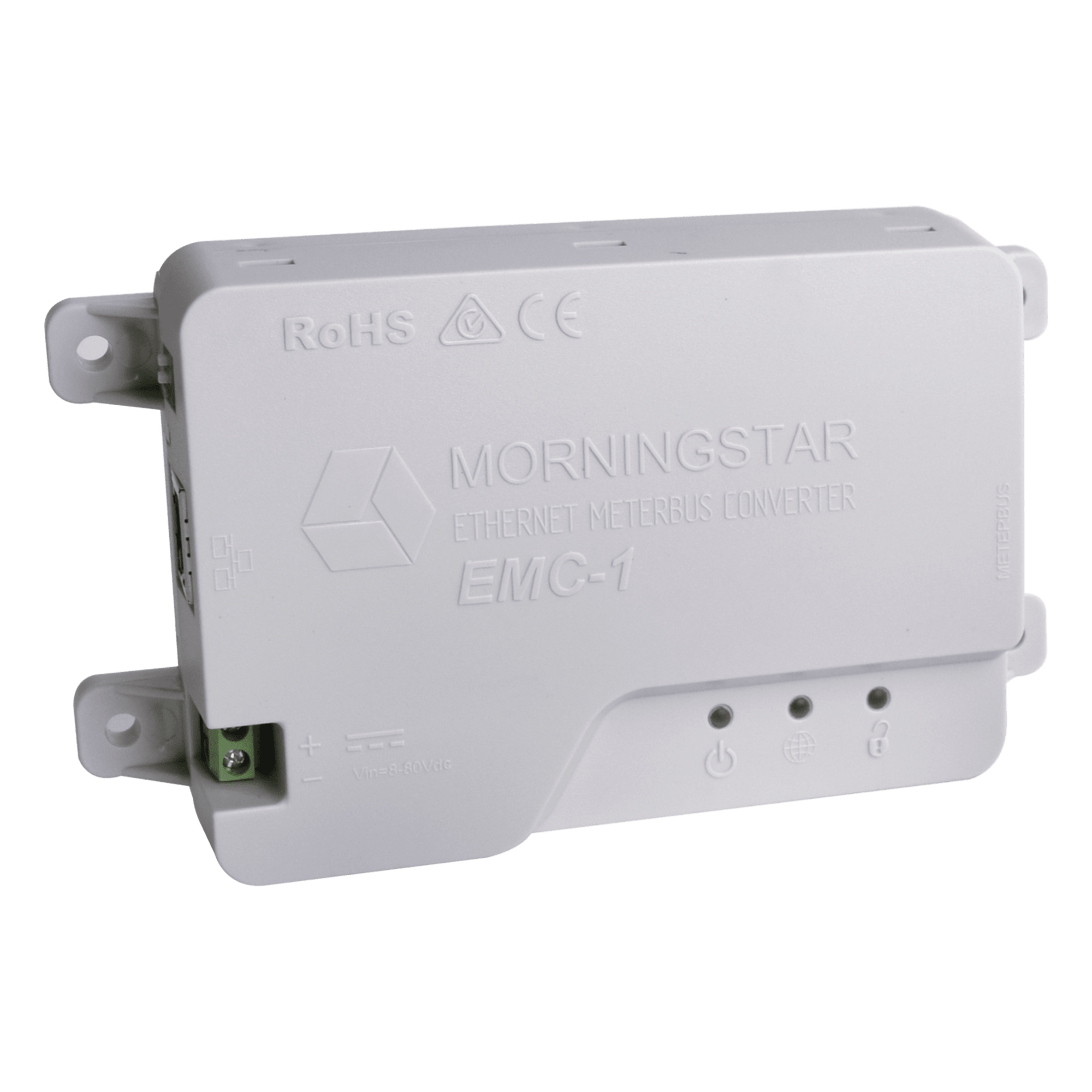 Convertidor Ethernet a MeterBus EMC-1 / Monitoreo Remoto IP / 12V 24V 48V / MODBUS / Compatible TriStar ProStar SunSaver — MORNINGSTAR · SKU MC-1
