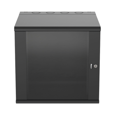 Gabinete PanZone de Montaje en Pared, de 19in, Puerta con Ventana de Seguridad, 12 UR, 635mm de Profundidad, Color Negro