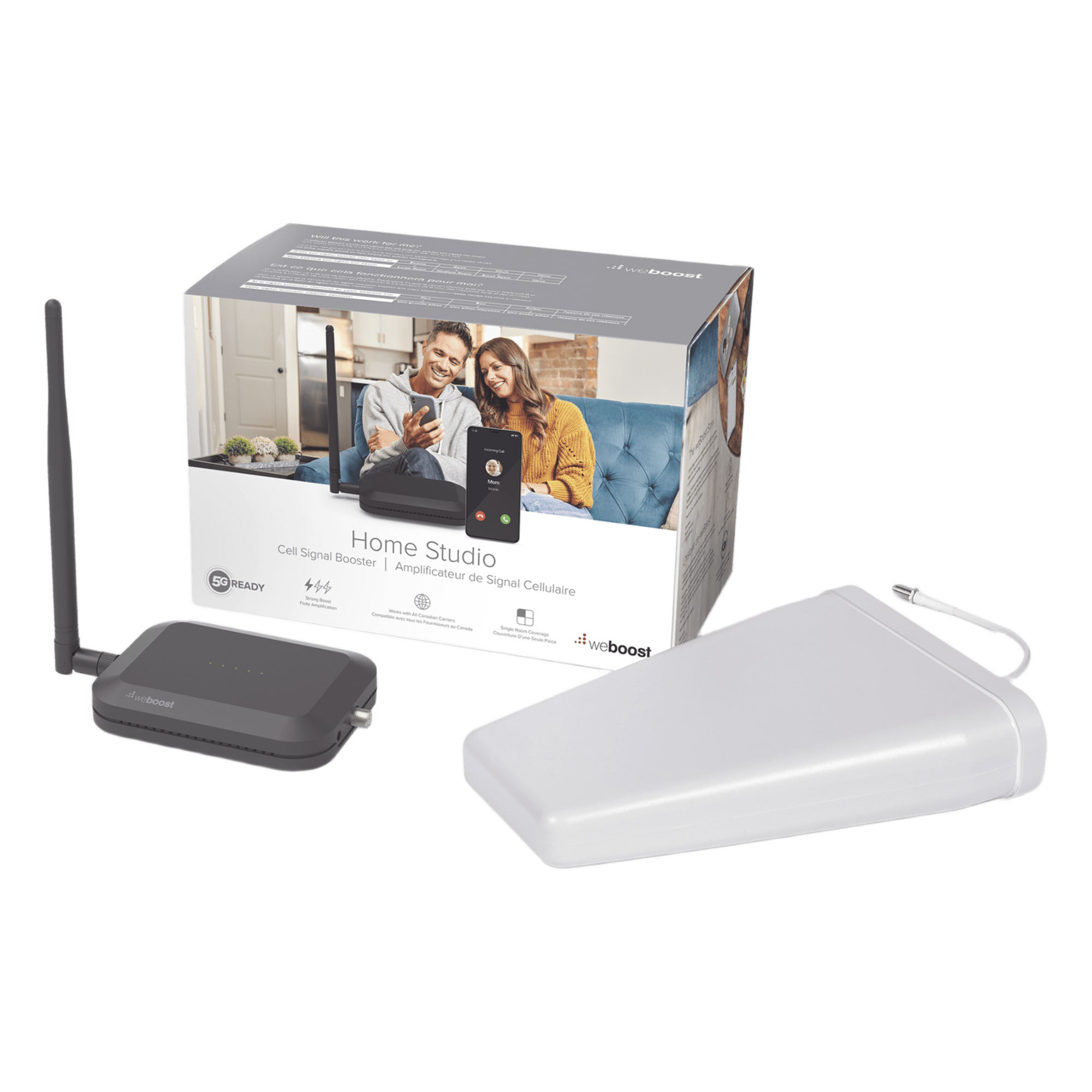 KIT de Amplificador de Señal Celular Home Studio/ Datos 2G, 3G, 4G / Llamadas / Mejora la señal para cubrir hasta 60 m² como una habitación, casa pequeña o departamento. — WILSONPRO / WEBOOST · SKU 530-166