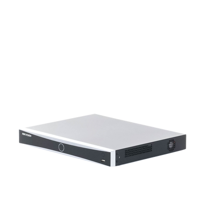 NVR 12 Megapixel (4K) / 16 Canales IP / 16 Puertos PoE+ / Reconocimiento Facial / AcuSense (Evita Falsas Alarmas) / 2 Bahías de Disco Duro / Switch PoE 300 mts / HDMI en 4K / Alarmas I/O / 300 Metros PoE Modo Extendido