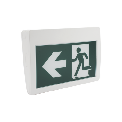 Letrero LED de Señalización de salida "Hombre Corriendo"/ Alto brillo / Uso en pared, lateral o techo / Batería de Respaldo Incluida con hasta 120 minutos de duracion