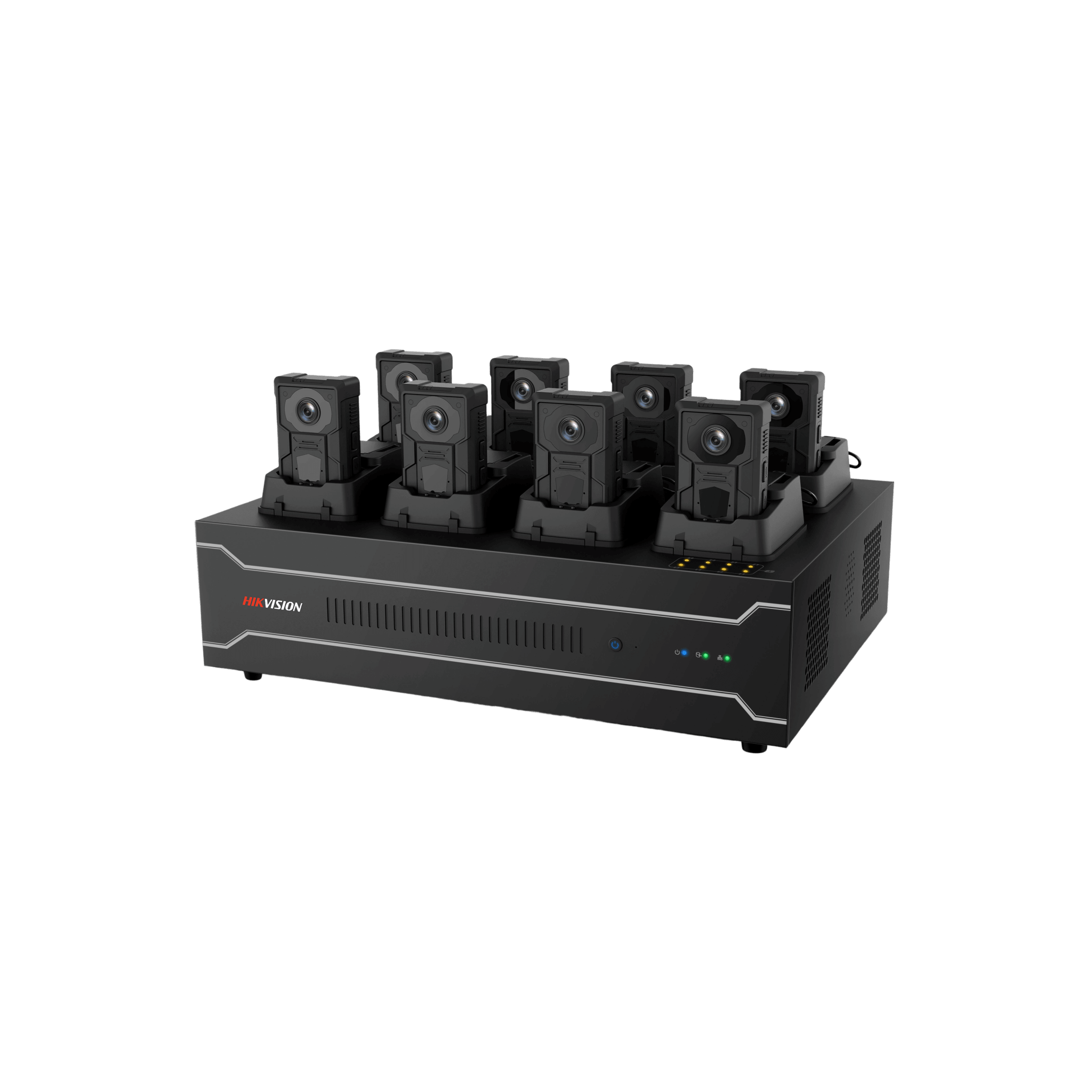 Estación de Acoplamiento para Cámaras Corporales DS-MH4172I / Carga y Recopilación de Datos para 8 Cámaras / 4 HDD de 2 TB a 6 TB / Interfaz USB 3.0 y Ethernet / Compatible con Windows 10