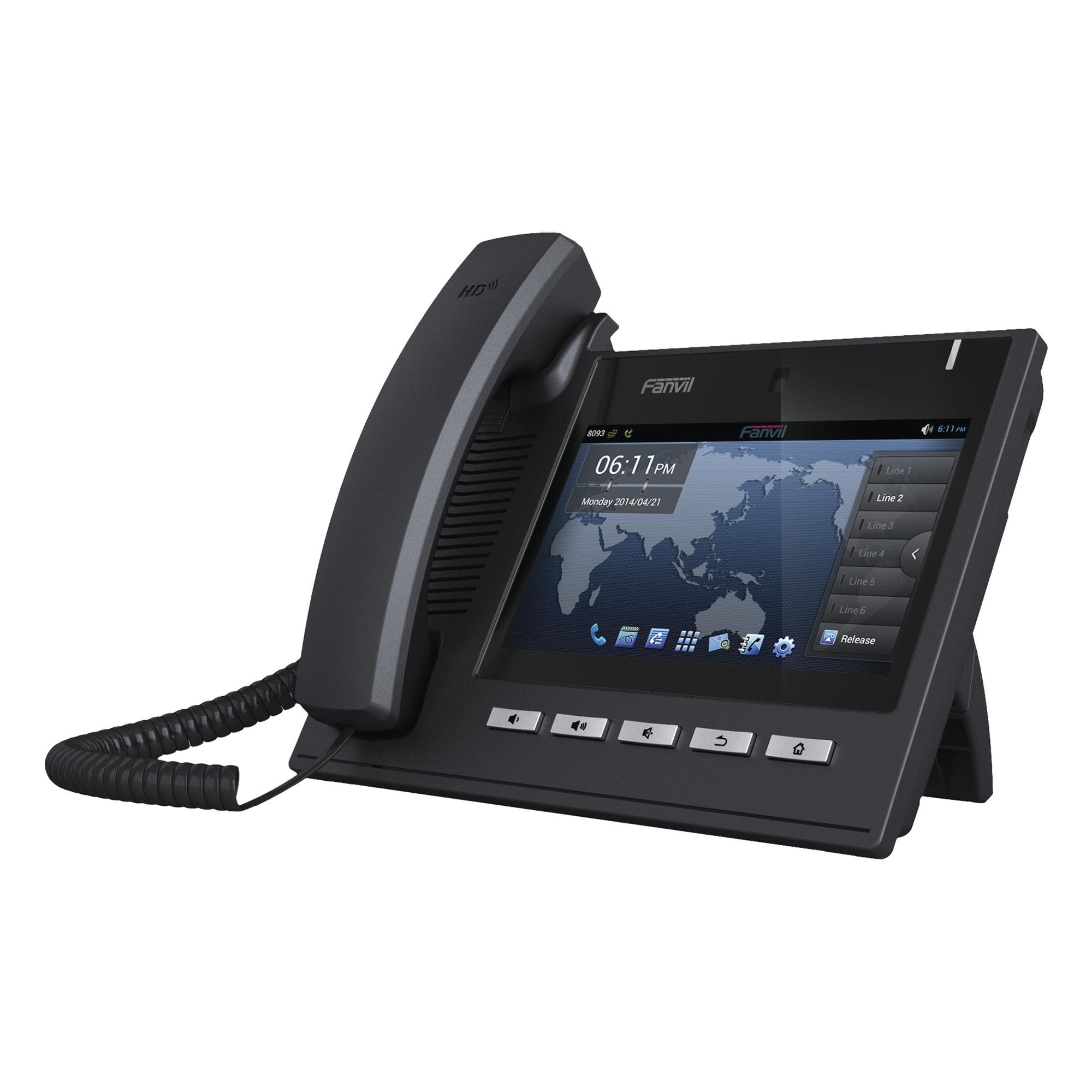 Teléfono IP Ejecutivo Para 6 Líneas SIP con Video Conferencia HD720, Pantalla Multi-Touch, Voz HD y Conferencia de 10 vías con Soporte Para PoE