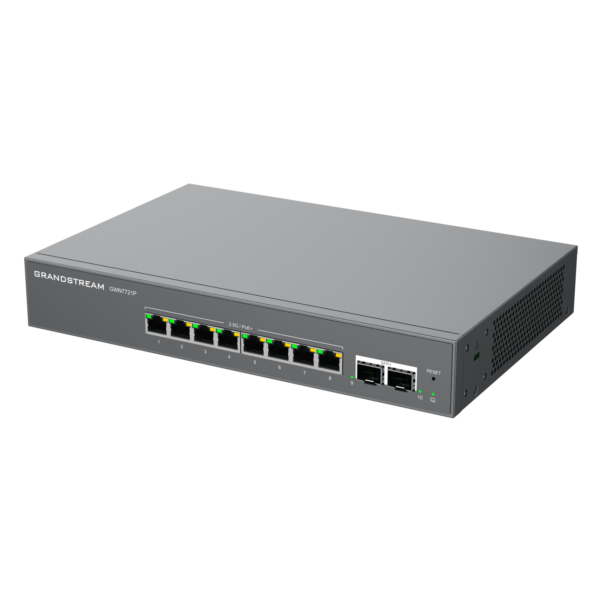 Switch L2 Lite Administrable de 10 Puertos / 8 Puertos Ethernet 2.5 Gbps / 2 Puertos SFP+ 10 Gbps / PoE+ 802.3af/at / VLAN 802.1Q / QoS / IGMP Snooping / Montaje Escritorio, Pared o Rack 19" (0.48 m)