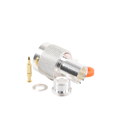 Conector N Macho de Rosca para RG-58/U, RG-142/U, Plata/ Oro/ Teflón.