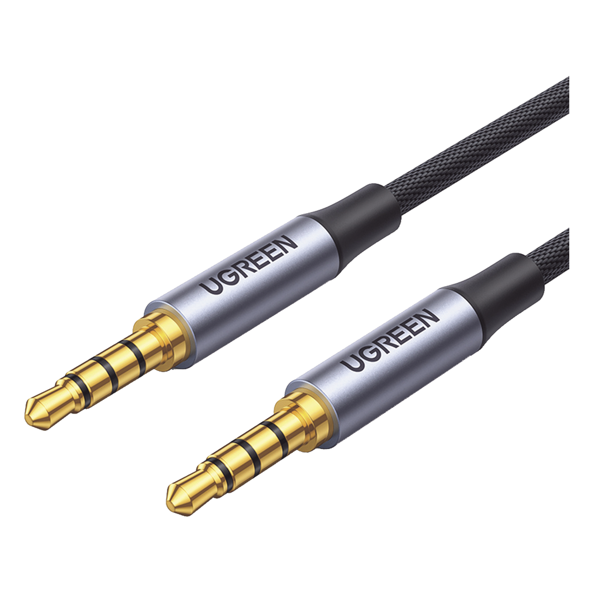Cable Auxiliar de 3.5mm / Cable Audio Estéreo / Núcleo de Alambre de Cobre Esmaltado / Carcasa de Aluminio Azul + Nylon Trenzado / Soporta Micrófono / 2 Metros — UGREEN · SKU 20782