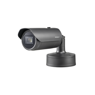 Camara IP Tipo Bala 2MP, Lente Varifocal 5.2 - 62.4 MM IR 70M, H.265/H.264, WDR 150DB, HLC, Doble SD CARD, POE/12Vcc/24VCA, IP67, IK10 — HANWHA VISION · SKU XNO-6120R