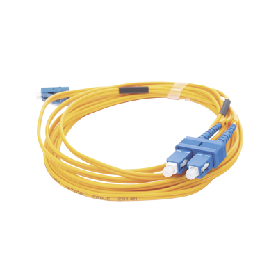Jumper de Fibra Óptica Monomodo 9/125 LC/UPC-SC/UPC, PVC, 2.0 mm, Dúplex, Amarillo, 3 Metros (9.84 Pies)