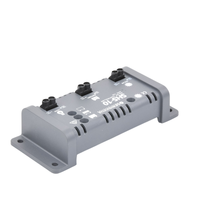 Controlador de Carga Solar PWM 10 A / 12 VCC / Desconexión Automática / IP22 / Protección Integral / Bajo Consumo 8 mA