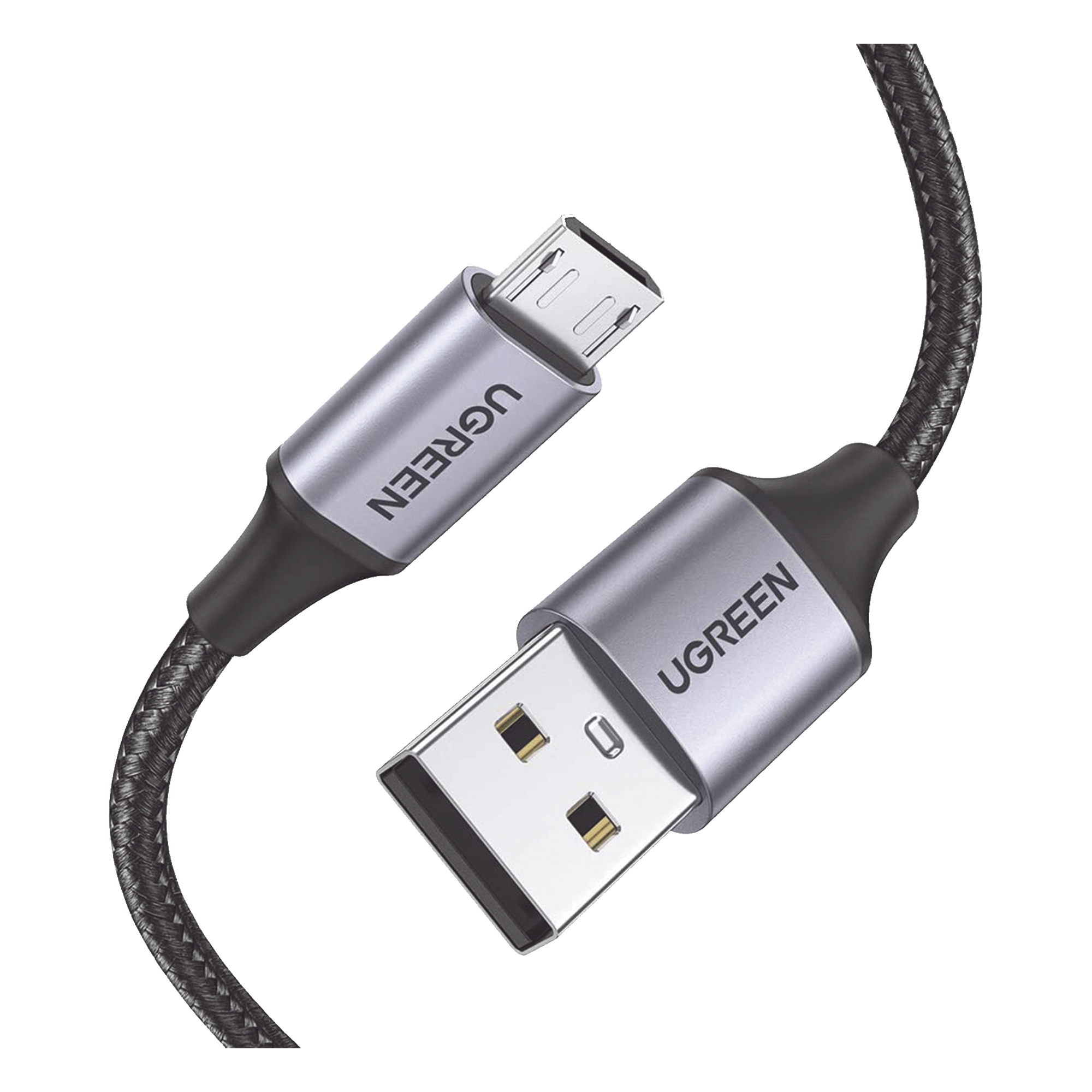Cable USB-A a Micro USB | 1 Metro (3.28 Pies) | Carga Rápida | QC 3.0/2.0 | FPC | AFC | Transferencia de Datos de 480 Mbps | Recarga hasta 18W | Protección Integrada | Caja de Aluminio | Nylon Trenzado | Color Negro — UGREEN · SKU 60146