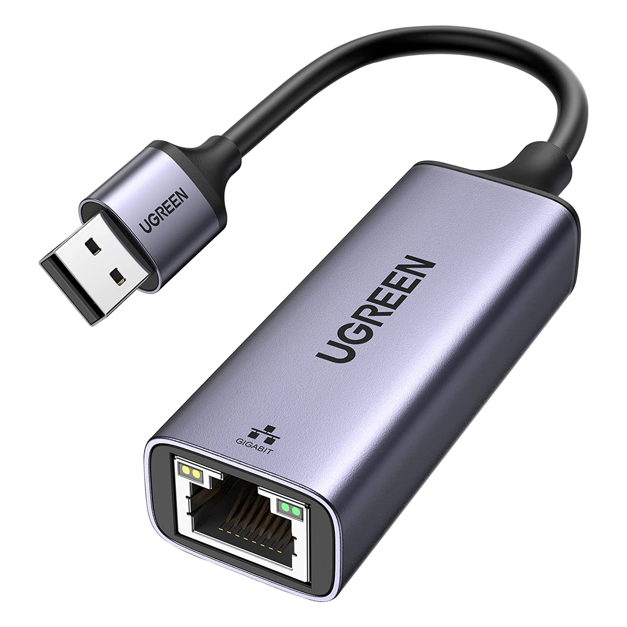 Adaptador de Red USB-A 3.0 a RJ45 /Admite 10/100/1000 Mbps / Caja de Aluminio / Longitud del cable 10 cm — UGREEN · SKU 50922