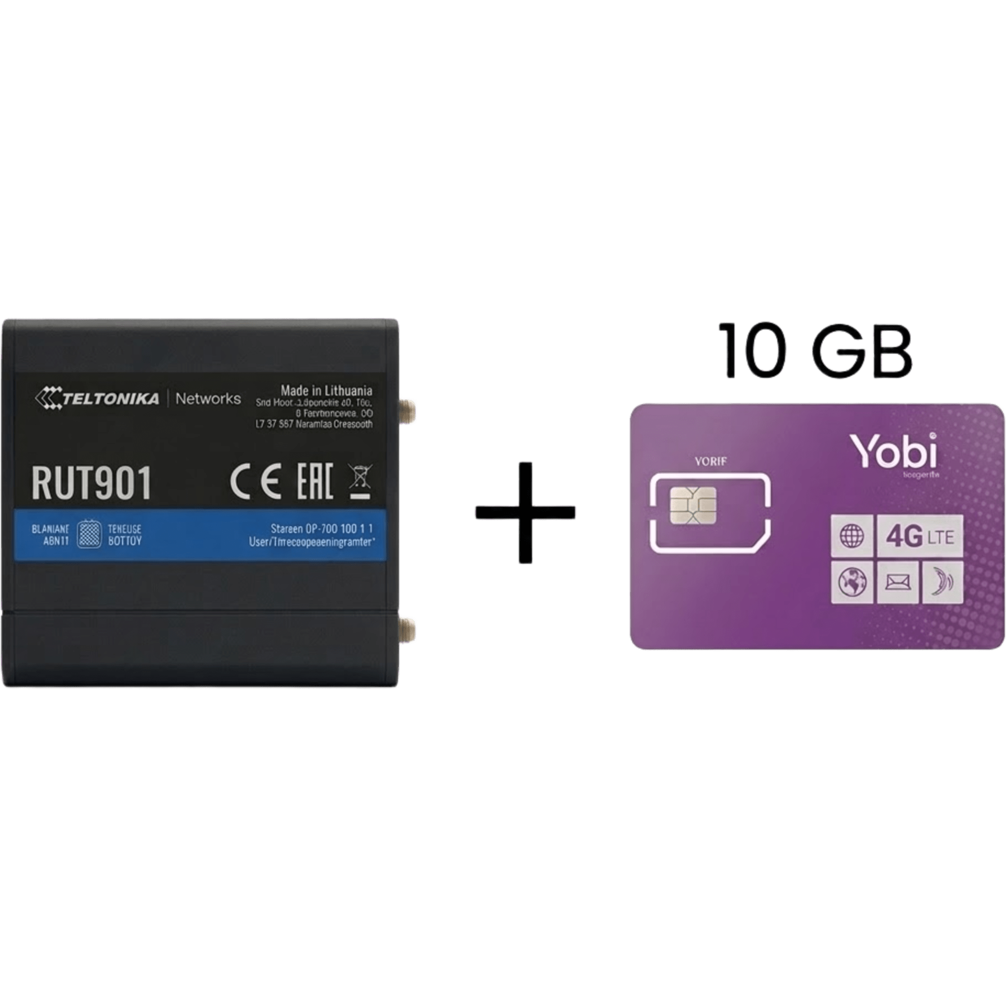 Router Industrial 4G LTE / Cat 4 150 Mbps / Wi-Fi 2.4 GHz / 4 Puertos Ethernet / Operación -40°C a 75°C (-40°F a 167°F) / Gestión Remota RMS — TELTONIKA · SKU RUT901+10GBYOBI