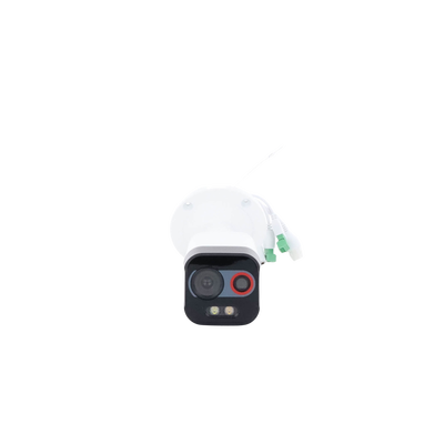 Cámara Bala IP Térmica y Óptica Biespectral / Análisis de Video (VCA) para Protección Perimetral / Clasifica Vehículo y Humano / Térmica 96 x 72 / Óptica 4 MP ColorVu / IP67 / micro SD de 256 GB/ PoE