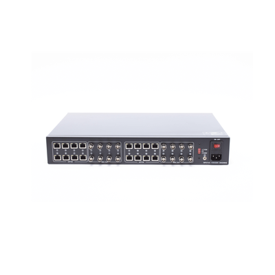 (SOLO RECEPTOR) TRANSCEPTOR ACTIVO DE 16 CANALES / VIDEO+PODER en un solo Cable UTP / 150 metros en 4K, 200 metros en 5 MP/ Envía 36 Vcc y Recibe 12 Vcc / TODO INCLUIDO PARA RACK / HD-TVI/CVI/AHD/CVBS / SIN RUIDO / INSTALACIÓN LIMPIA.