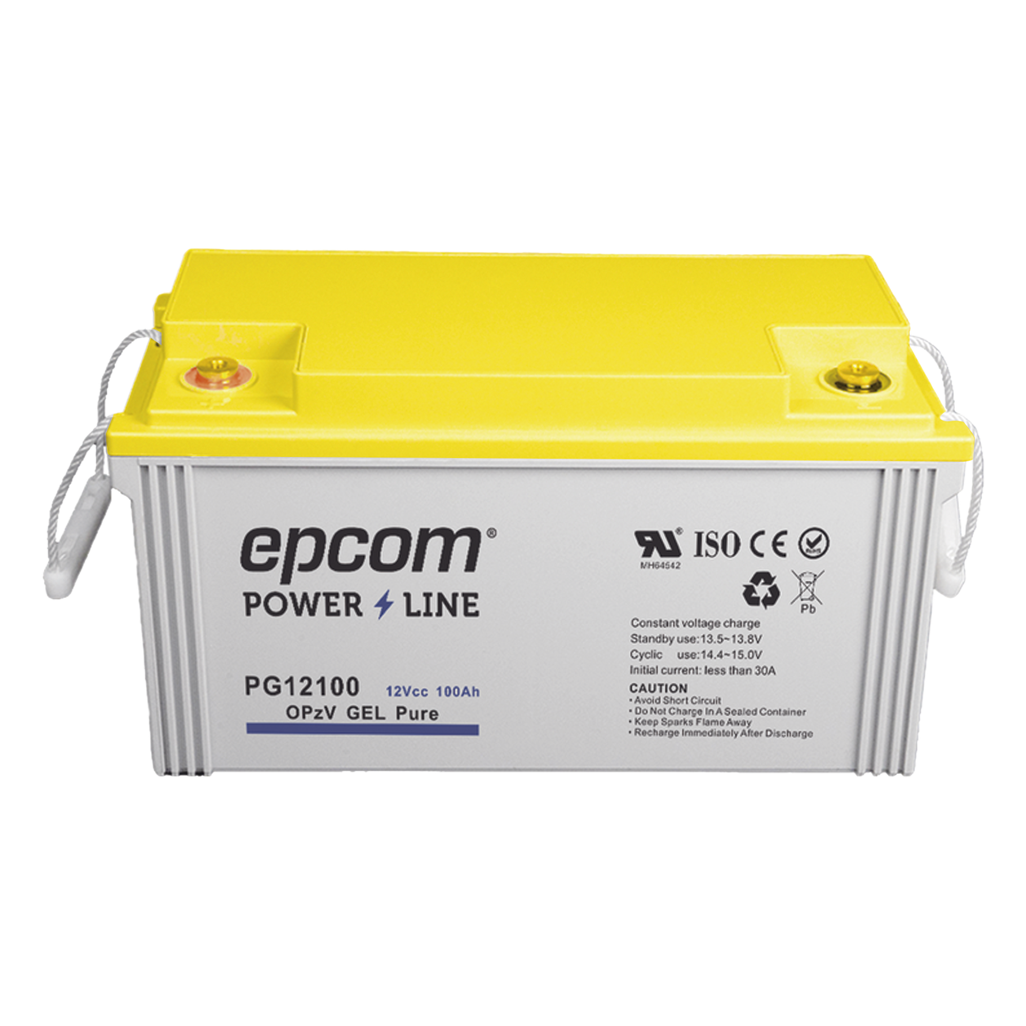 Batería de GEL PURO OPzV / 12 V @ 100 Ah / Ciclo profundo / Uso en Aplicaciones Fotovoltaicas y de Respaldo — EPCOM POWERLINE · SKU PG12100
