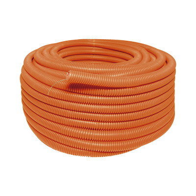 Manguera Poliducto Corrugado Flexible Naranja Reforzado de 1/2" x 100 m Para Instalaciones Eléctricas /Polietileno Alta Densidad HDPE/ Sin guía /Resistente a Intemperie.