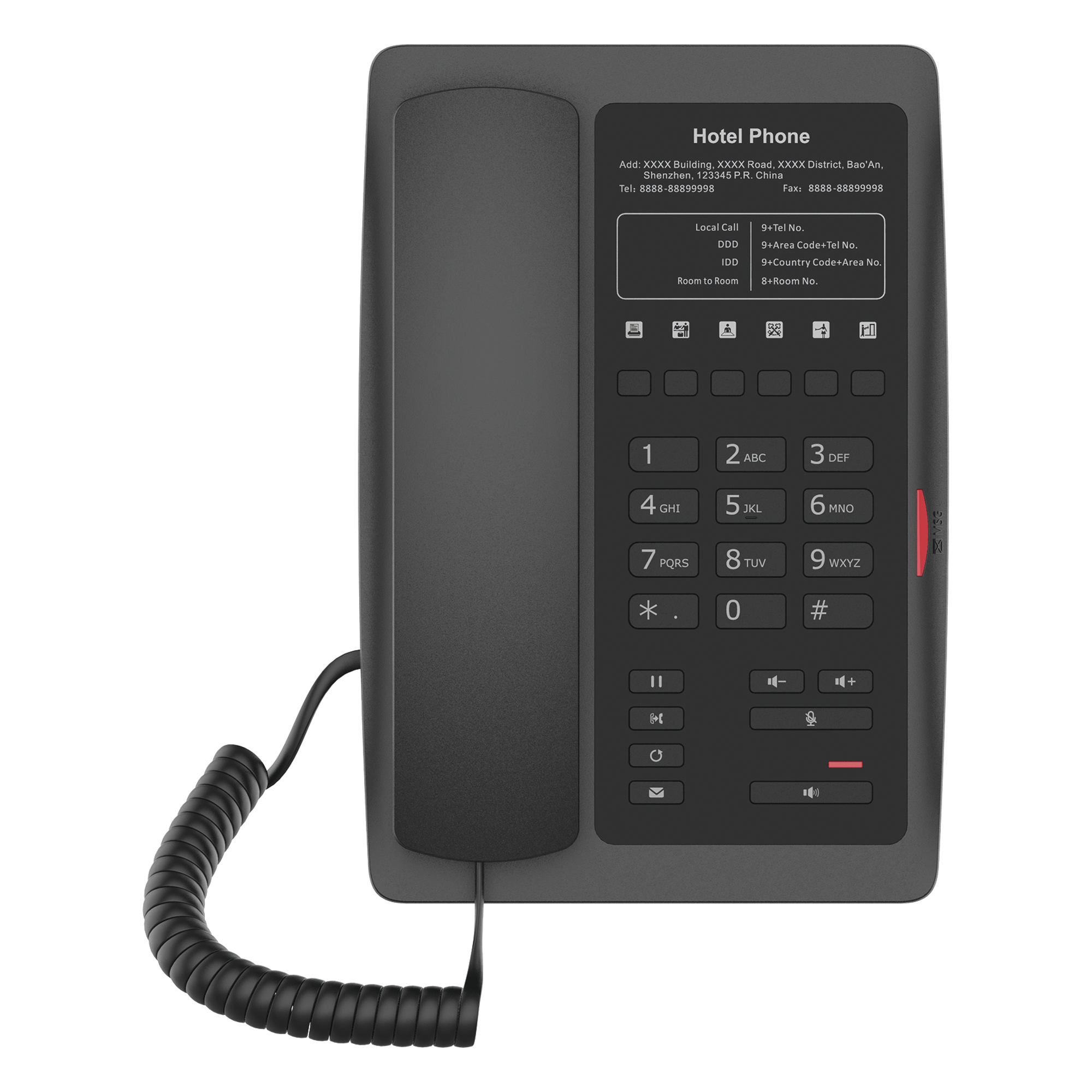 Teléfono IP WiFi para Hotelería, profesional con 6 teclas programables para servicio rápido (Hotline), plantilla personalizable con PoE — FANVIL · SKU H3WB