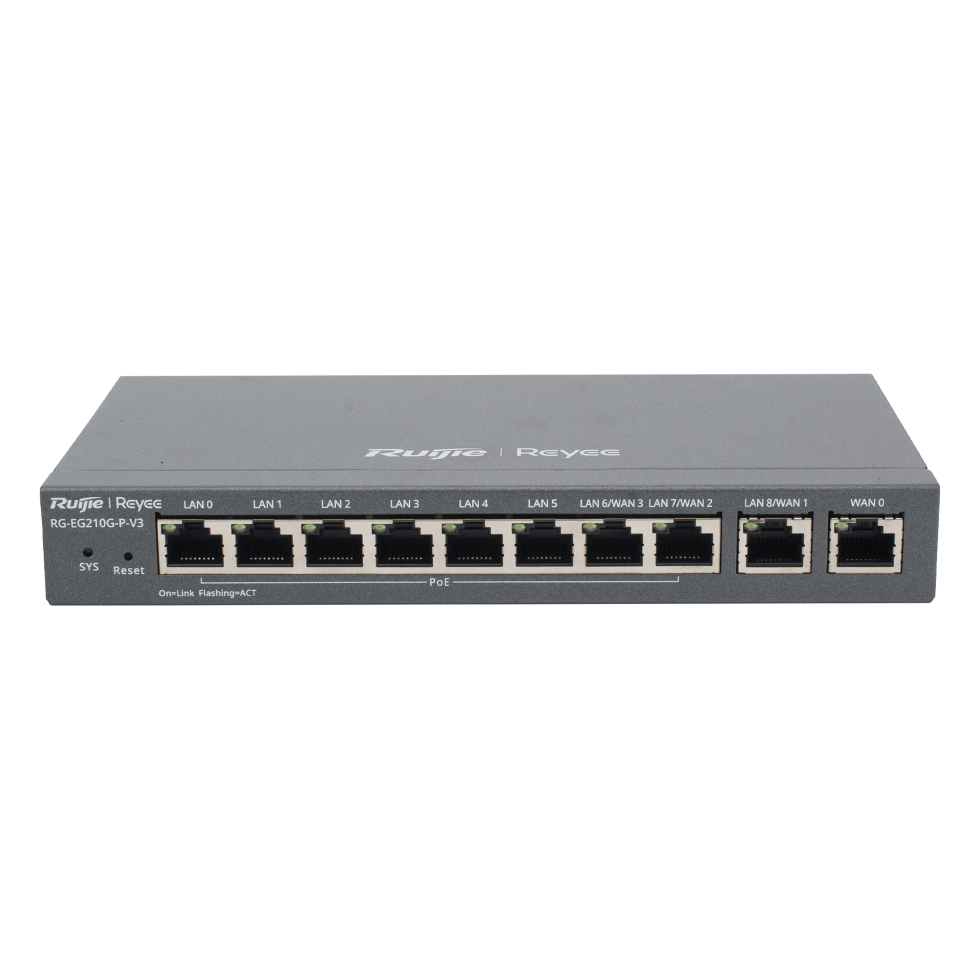 Router Balanceador SD-WAN / 10 Puertos Gigabit / PoE+ 110W / 4 ISP / 1 Gbps / 200 Clientes — RUIJIE · SKU RG-EG210G-P-V3