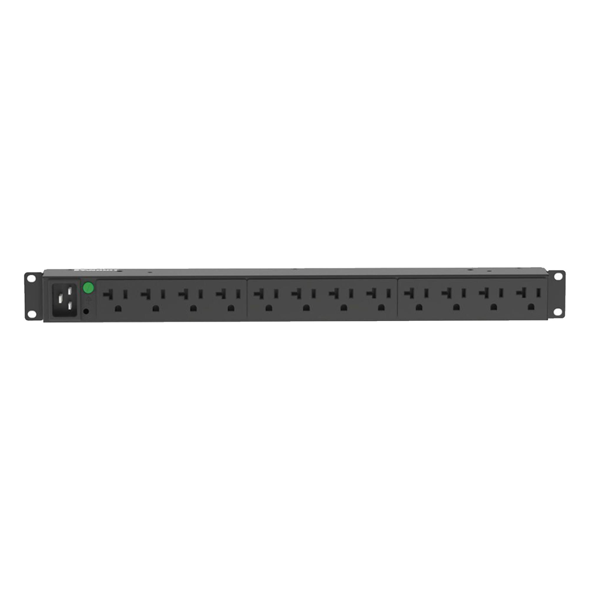 PDU Básico para Rack / 12 Contactos NEMA 5-20R / Entrada NEMA L5-20P / 20 Amp / 120 Vca / Montaje Horizontal 1UR / Cable 3 m (9.8 ft) — PANDUIT · SKU P12B30M