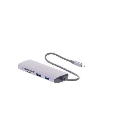 Hub (Adaptador) USB - C / 8 en 1 / 1 Salida HDMI (4K) / 1 Salida USB 2.0 / 3 Salidas USB 3.0 / 1 Salida SD (Memoria SD) / 1 Salida TF (Micro SD) / 1 Entrada USB - C (Carga Rapida / 100 Watts)