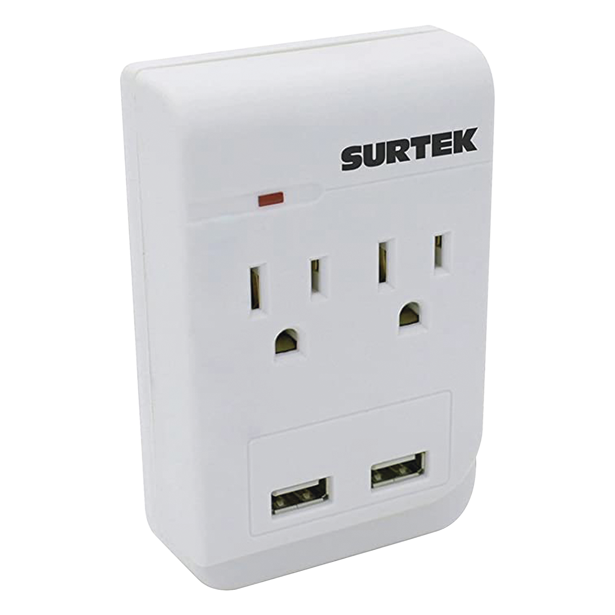 Multicontacto de ABS con 2 contactos aterrizados  y 2 puertos USB. — SURTEK · SKU SYS-136205