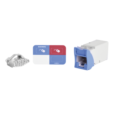 Jack Z-MAX UTP Categoría 6, Montaje Híbrido en Placa de Pared (Plano y Angulado), Color Azul, Versión Bulk (Sin Empaque Individual) — SIEMON · SKU Z6-06B
