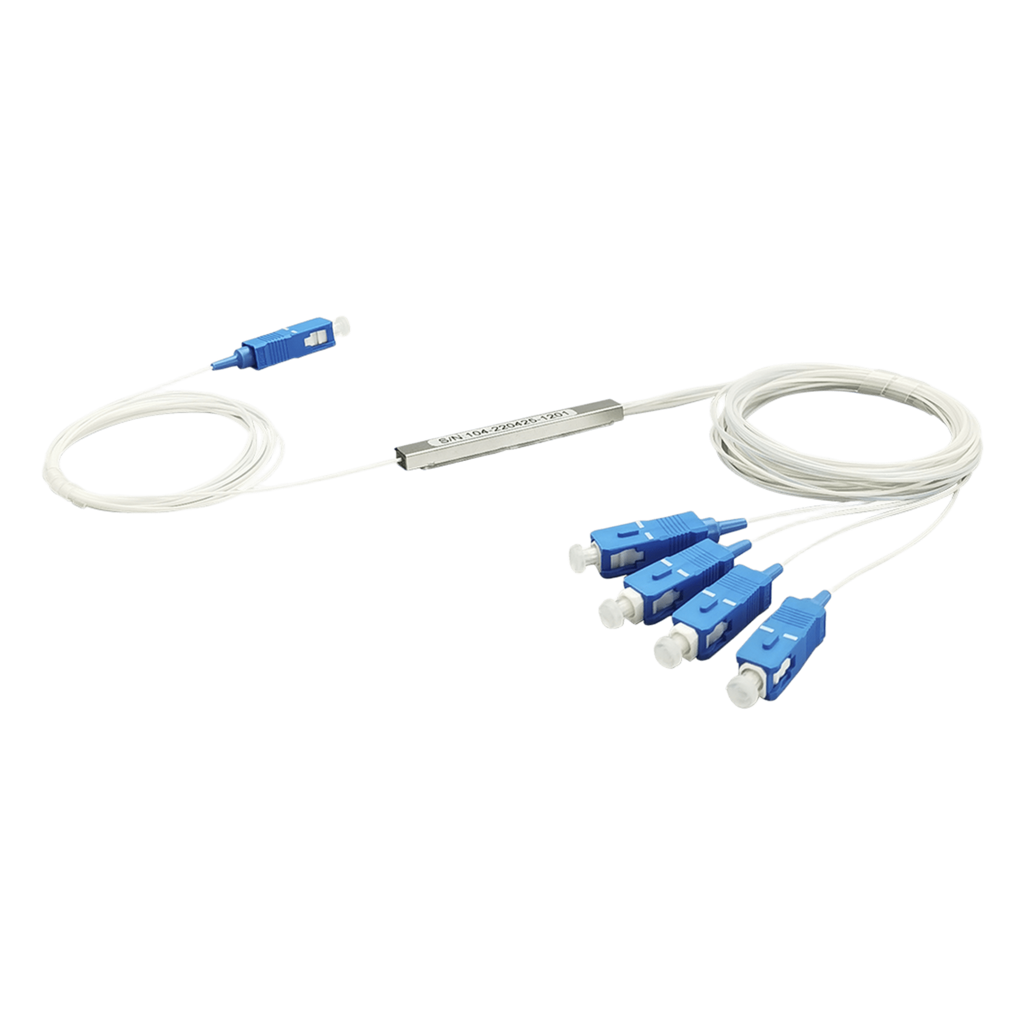 Splitter (Divisor Óptico) tipo PLC, de 1x4, conectores SC/UPC  — TEMPO · SKU TM-PLC-1X4UPC