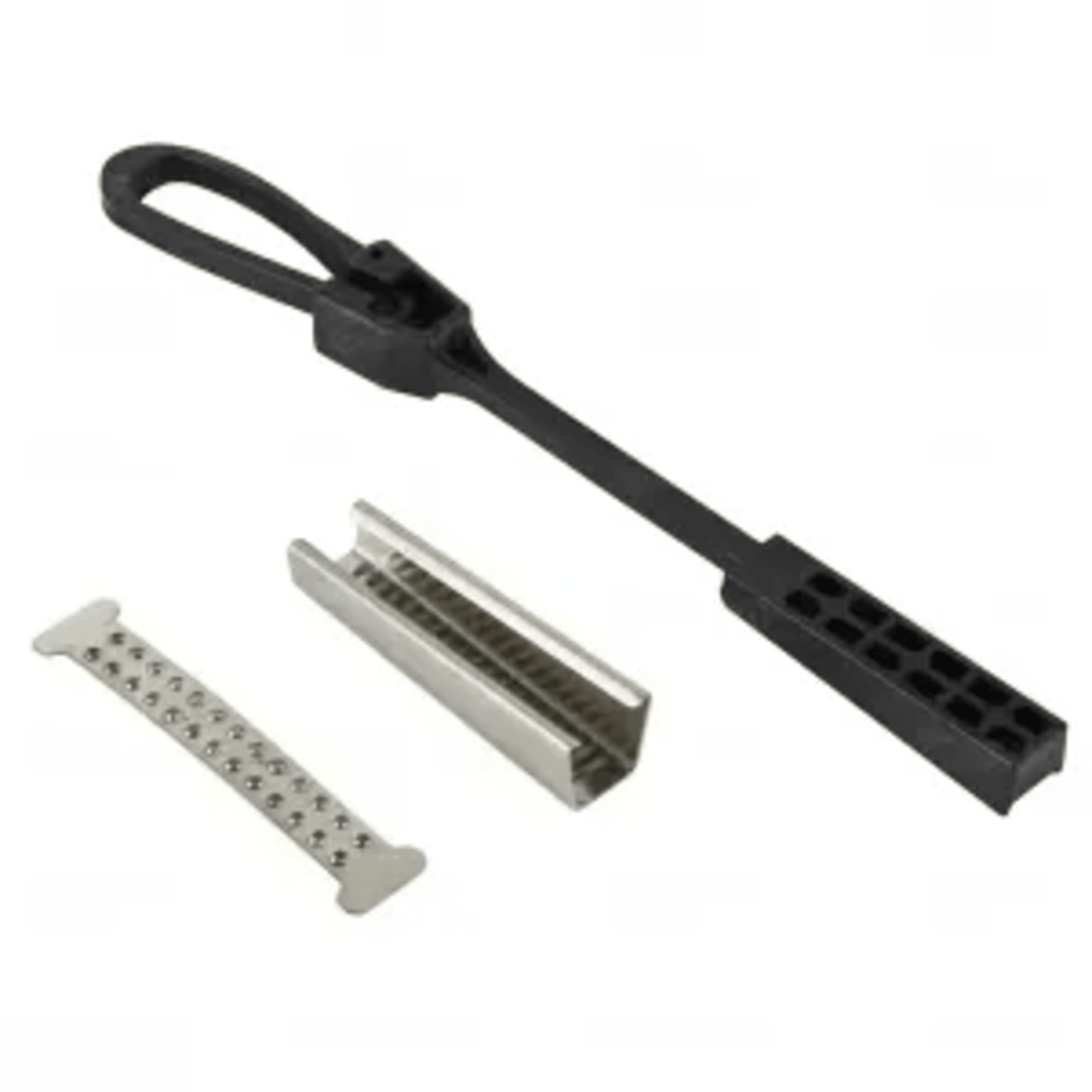Tensor Plastico para Fibra Óptica Drop Plana de 5x2 mm, Span 80 metros (Termoplastico Resistente a los Rayos UV)