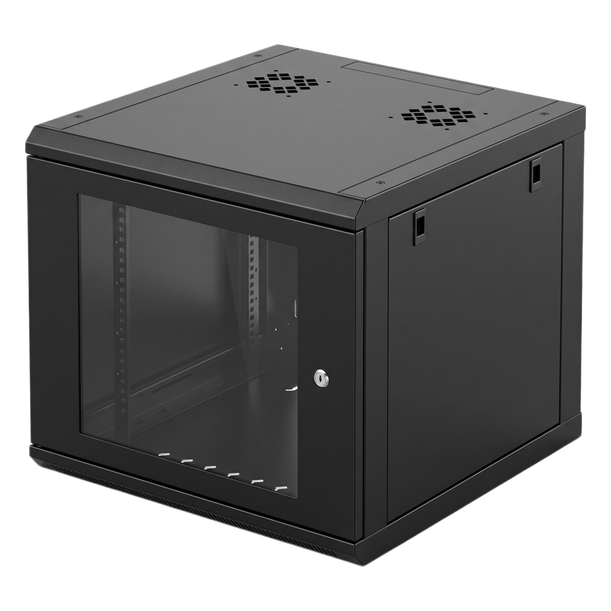 Gabinete de Pared / 6U Rack 19 in / Profundidad 635 mm (2.08 ft) / Cristal Templado / Carga 100 kg / Acero Reforzado — LINKEDPRO · SKU SR-19-06-GN3G