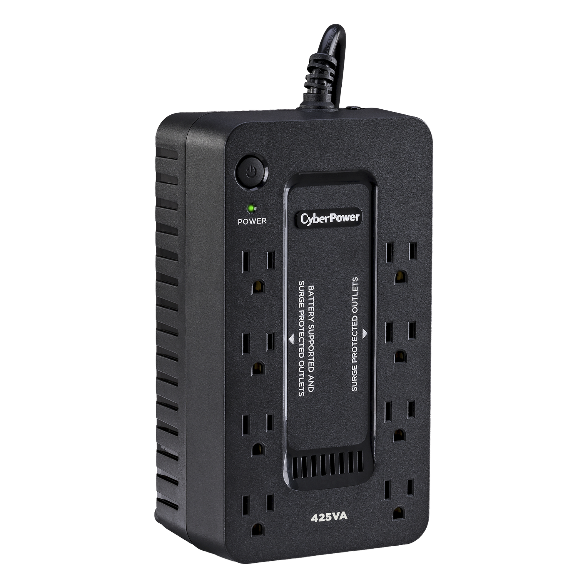 UPS de 425 VA/255 W, Topología Standby, Entrada 120 Vca NEMA 5-15P, Tipo Gabinete Compacto, Con 8 Tomas NEMA 5-15R