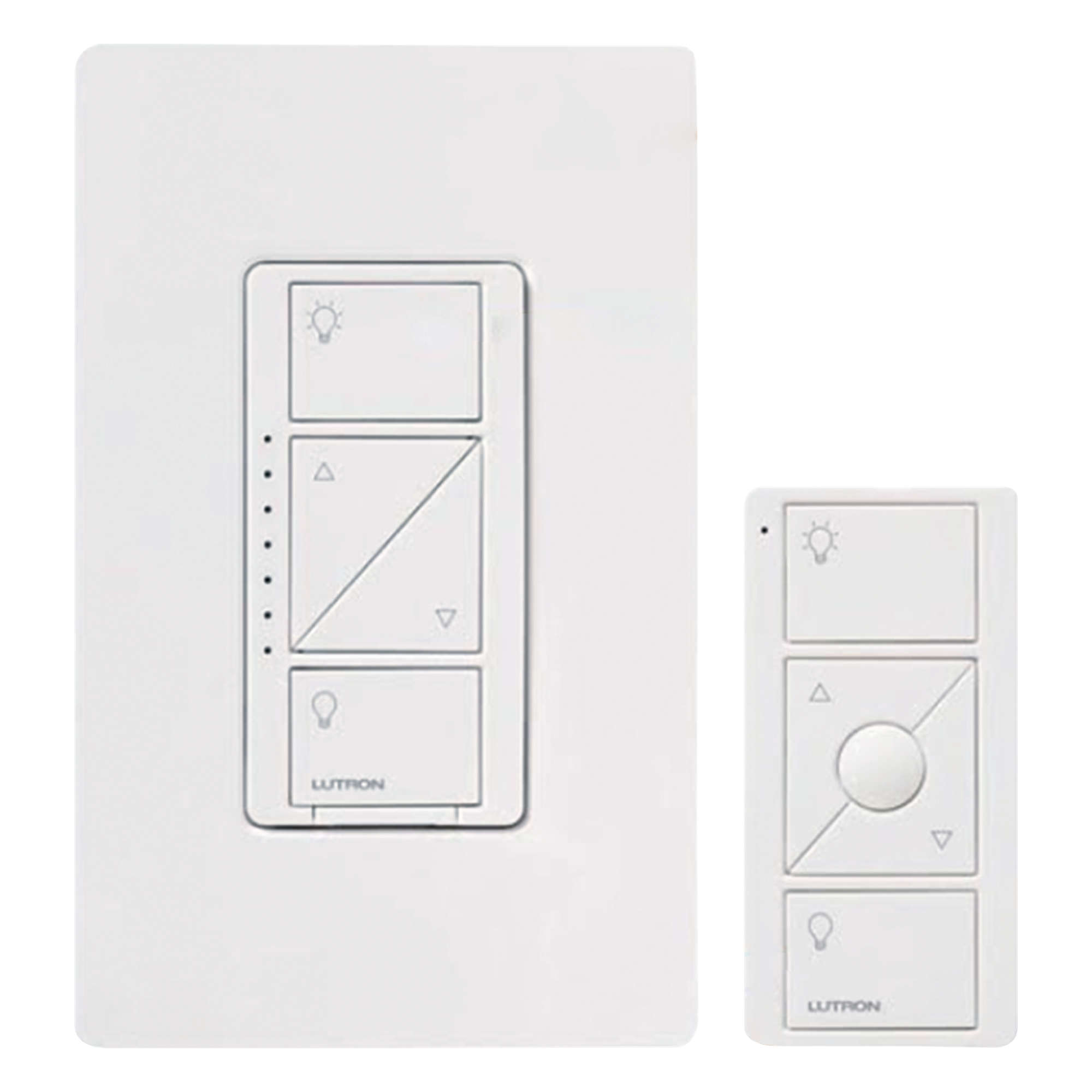 Kit de atenuador de pared inteligente sin cable neutro con control remoto Pico y placa Claro, 600 W incandescente/halógeno o 150 W LED atenuable, Caseta Wireless — LUTRON CASETA WIRELESS · SKU PPKG1WWH
