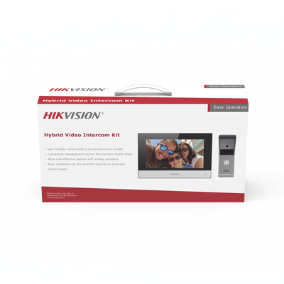 Kit de Videoportero Analógico de Metal / IP a 4 Hilos con Función de Llamada a App Hik-Connect / Monitor se Conecta a Internet por Cable o WiFi y por 4 Hilos al Frente de Calle IP65 / Expandible a Mas Equipos 
