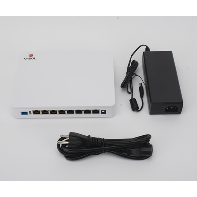 ONU Dual EPON/GPON / 8 Puertos PoE 802.3at Gigabit / Wi-Fi Doble banda 2.4 y 5 GHz / 1 Puerto SC/UPC