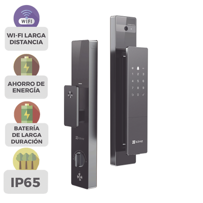 Cerrojo Inteligente de Reconocimiento Facial y Venas de Palma de Mano / 4 Pulgadas Pantalla / 5000mAh Batería Recargable / Video Llamada a la App / Wi-Fi y Bluetooth / IP52 Resistente — EZVIZ · SKU CS-DL50FVS/PLUS