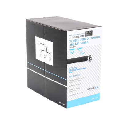 Bobina de Cable 305 Metros (1000 Pies) Cat6, 24 AWG, Climas Extremos, Color Negro, Sin Blindar, para Intemperie