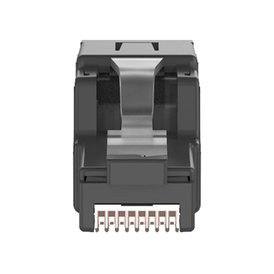 Plug RJ45 UTP, Instalación Angulada 45 Grados, Terminación en Campo Certificable, Compatible con Cat5e, Cat6 y Cat6A, Color Negro