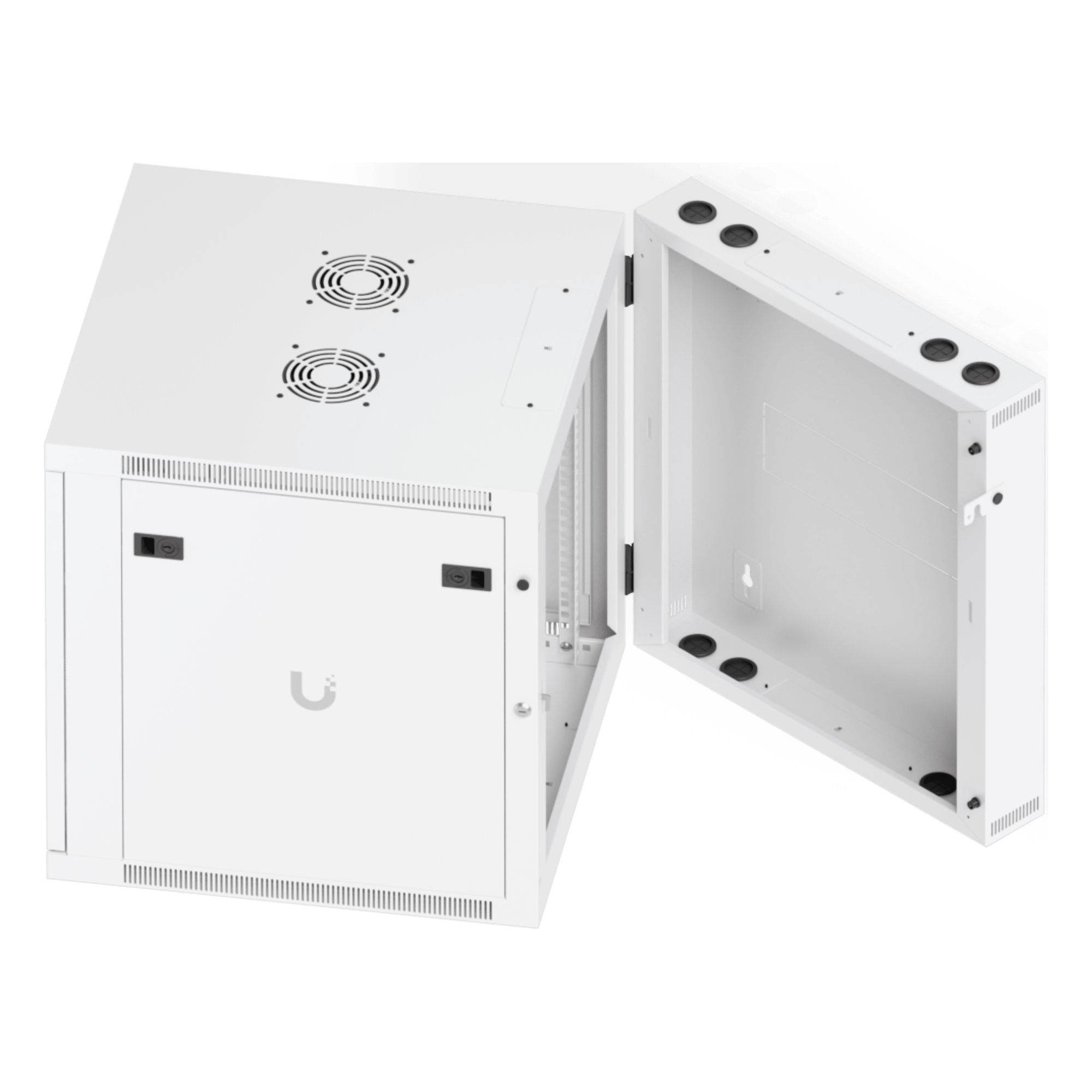 Gabinete Rack 12U / 600x703 mm / Puerta Vidrio Templado / Puerta Trasera Abatible / Paneles Laterales con Llave / Acero SPCC 1.2 mm
