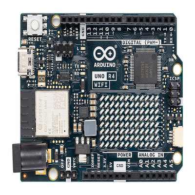 Placa de Desarrollo Arduino UNO R4 WiFi / Microcontrolador 32-bit RA4M1 Arm Cortex-M4 48 MHz / ESP32-S3 WiFi 4 y Bluetooth 5 / 256 kB Flash + 32 kB SRAM / Matriz LED 12x8 / DAC 12-bit / Compatibilidad Shields UNO