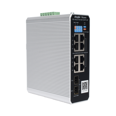 Switch Industrial PoE+ hasta 300 watts , Ideal para temperaturas Extremas y protección contra descargas, 1 puerto PoE++ 60W y 7 puertos PoE+ 30W, 2 SFP Uplink