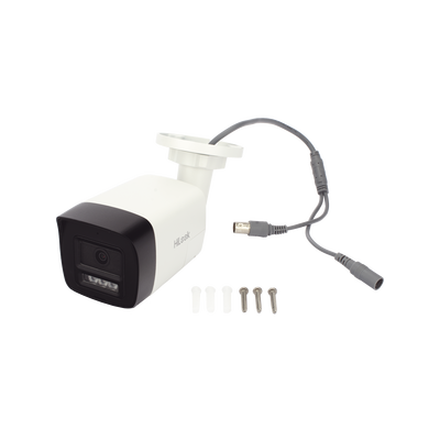 [Audio Bidireccional + Dual Light + ColorVu] Bala TURBOHD 2 Megapixel (1080p) / Lente 2.8 mm / 30 mts IR EXIR + 20 mts Luz Blanca / Micrófono y Bocina Integrado / Exterior IP67 / Metal / dWDR