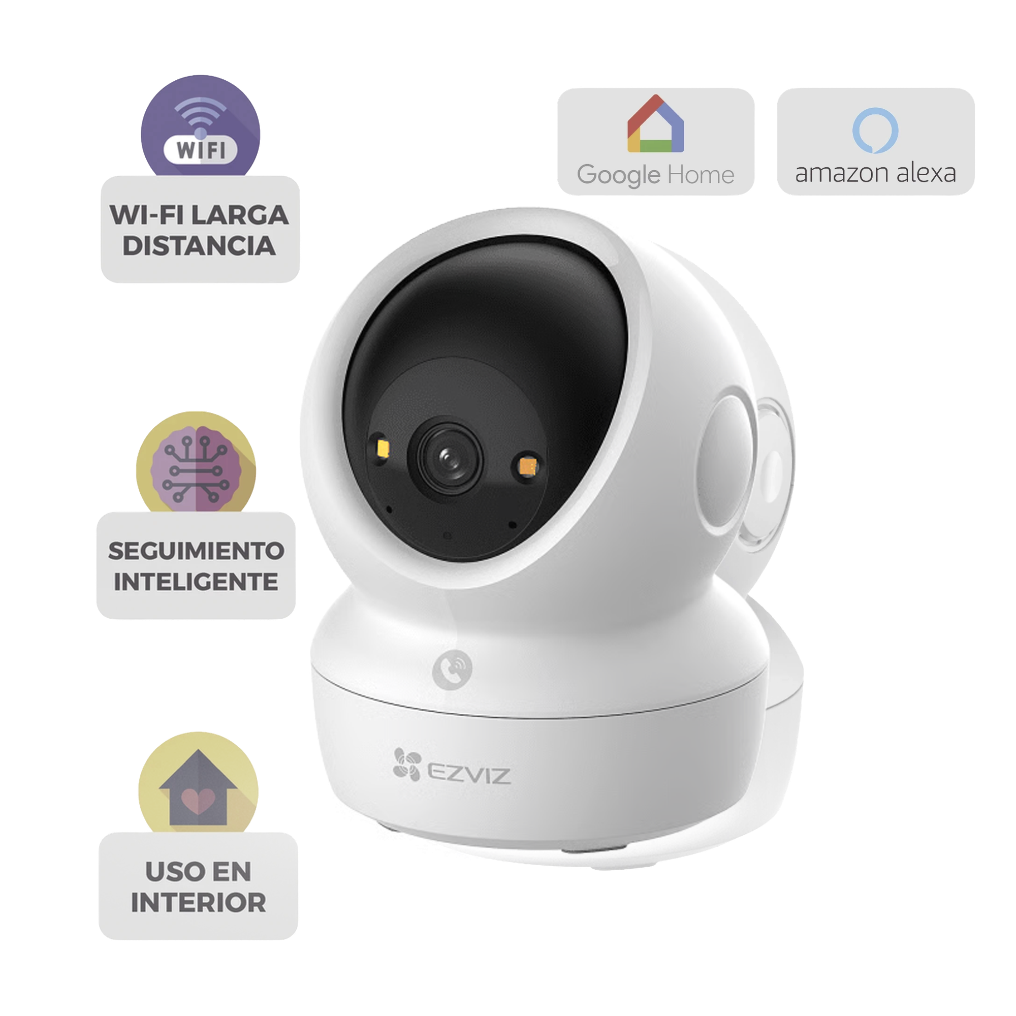 Cámara PT Wi-Fi / 4K (8 Megapíxeles) / Audio de Dos Vías / Visión Nocturna Inteligente en Color / Detección Humana / Detección de Mascota / Llamada a la App con un toque / Almacenamiento en MicroSD y Nube