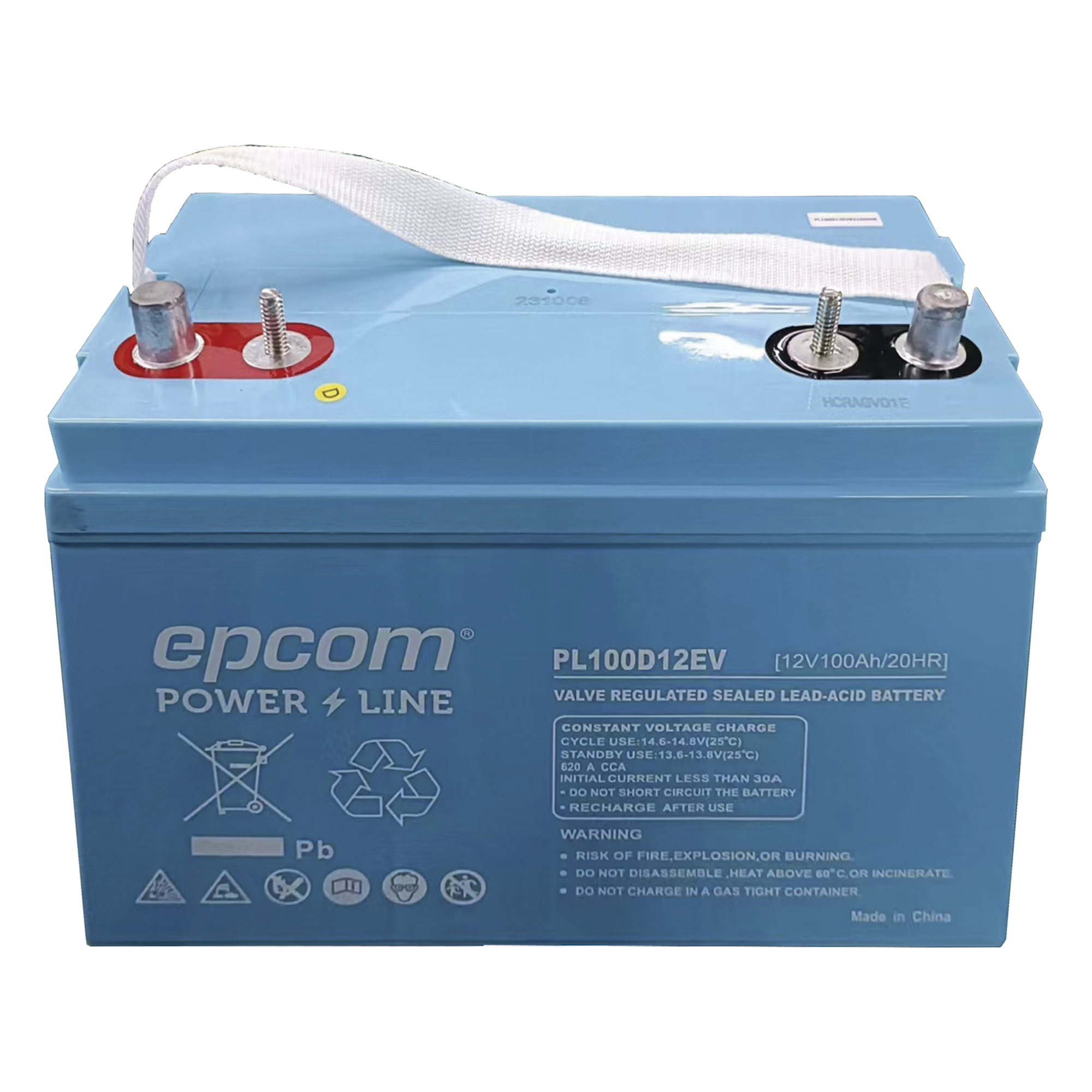 Batería Marina de Ciclo Profundo 12V@100Ah, AGM-VRLA Terminal F22, 620A CCA/ Lanchas/ Autos Eléctricos /Carritos Golf — EPCOM POWERLINE · SKU PL100D12EV