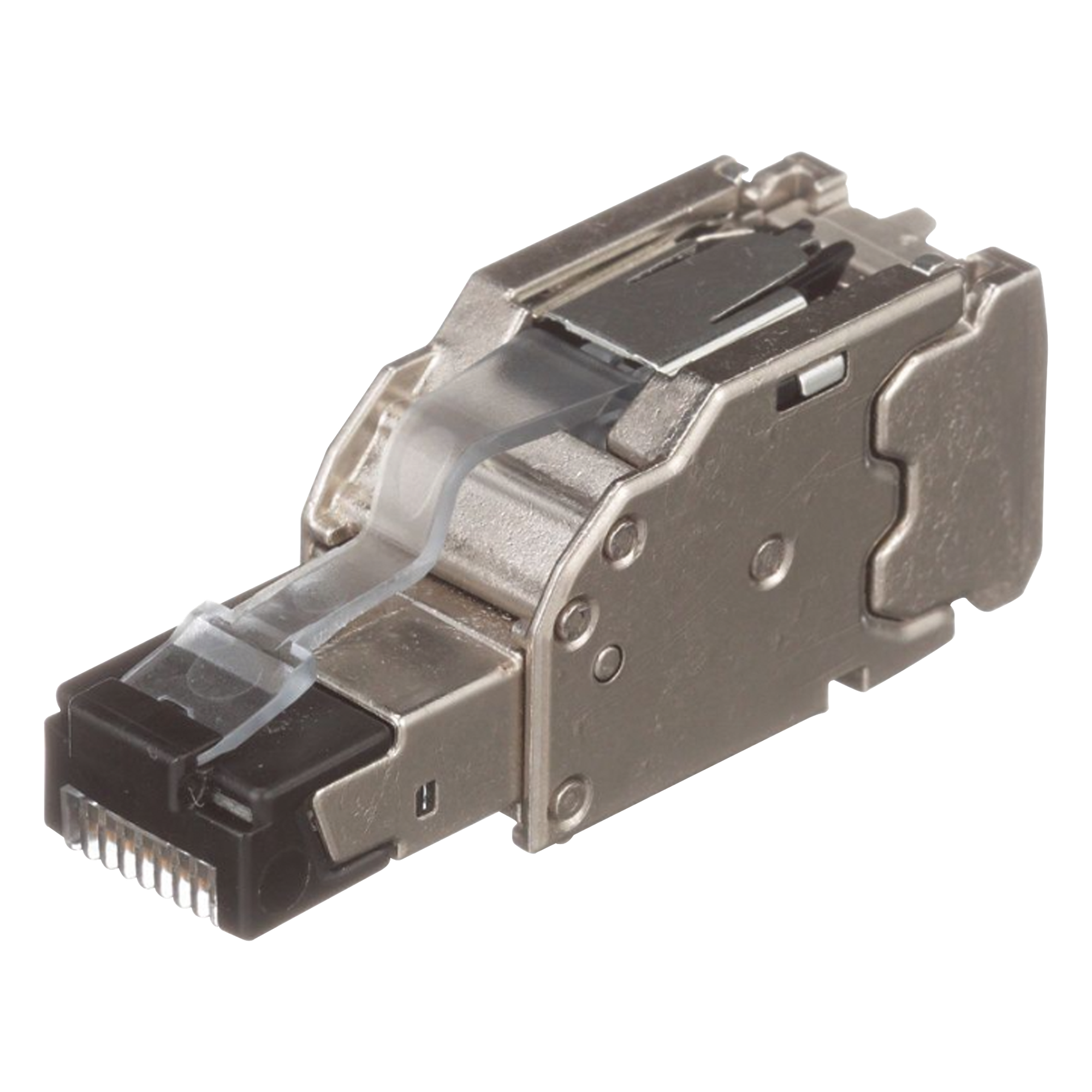 Plug RJ45 Blindado, Instalación Recta, Terminación en Campo Certificable, Compatible con Cat5e, Cat6 y Cat6A, Color Plata — PANDUIT · SKU FPS6X88MTG